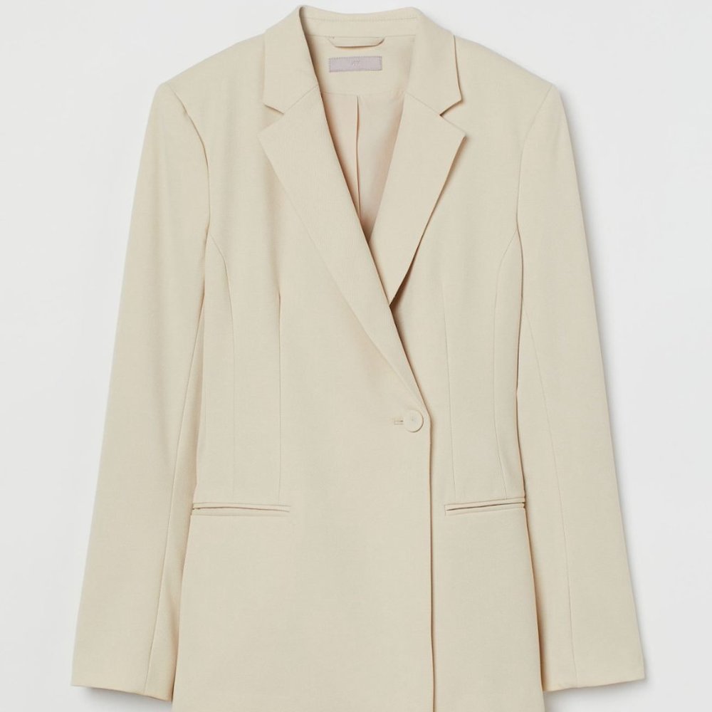 H&M - Jacket/Pant Set - Cream Double Breasted Blazer and Straight Leg Dress Pant